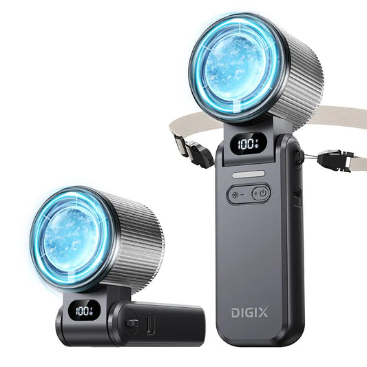 DIGIX 3In1 Portable Refrigeration Handheld Turbo Fan with 199 Speed Settings, 25,000 RPM, 15-Hour Cooling, Digital Display, 120° Rotation, USB Charging, Mini Handheld Personal Fan. Suitable for Travel, Indoor Use