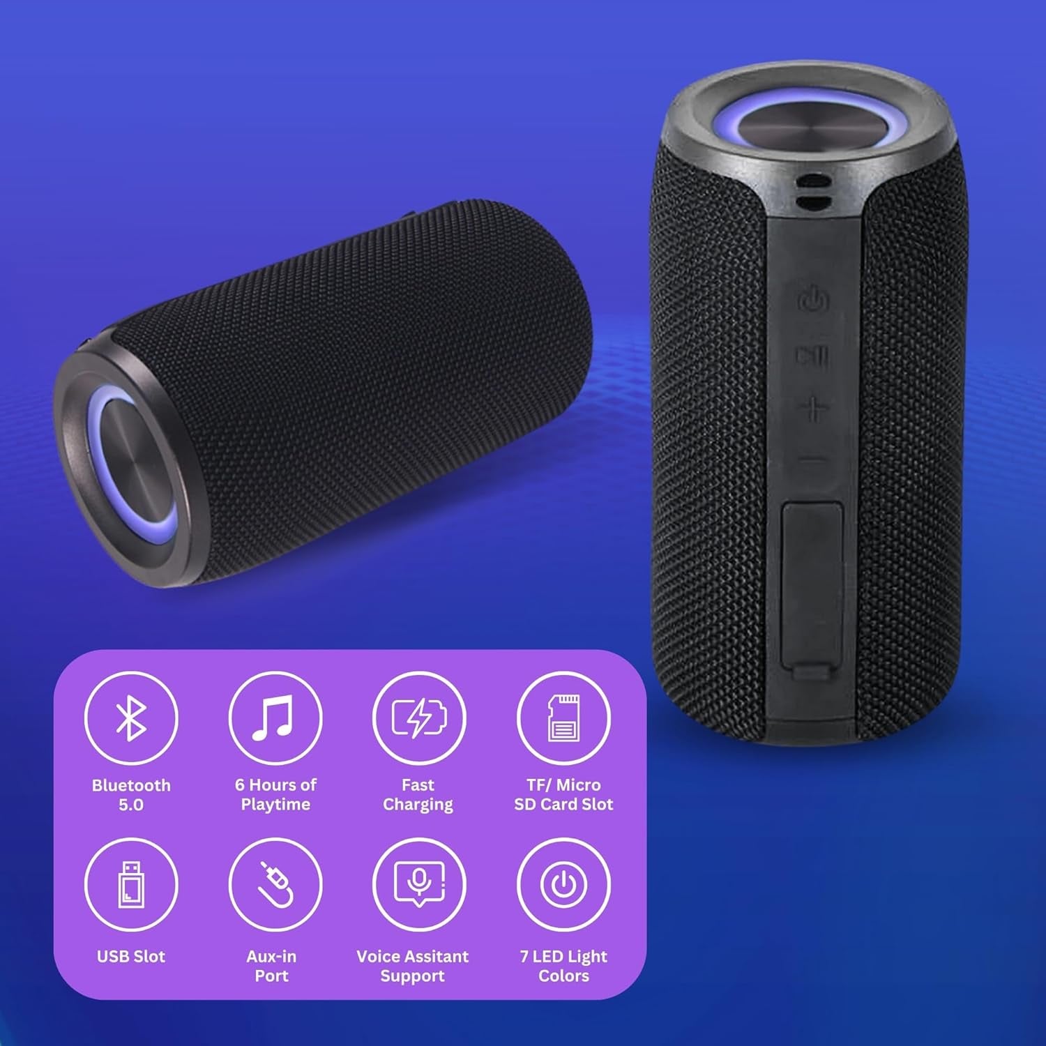 Mega Magnaboom Small Bluetooth Speaker | Portable 5.0 Bluetooth Waterproof Speaker | Wireless, LED Lights, Enhanced Bass, Indoor/Outdoor Parties and Travel